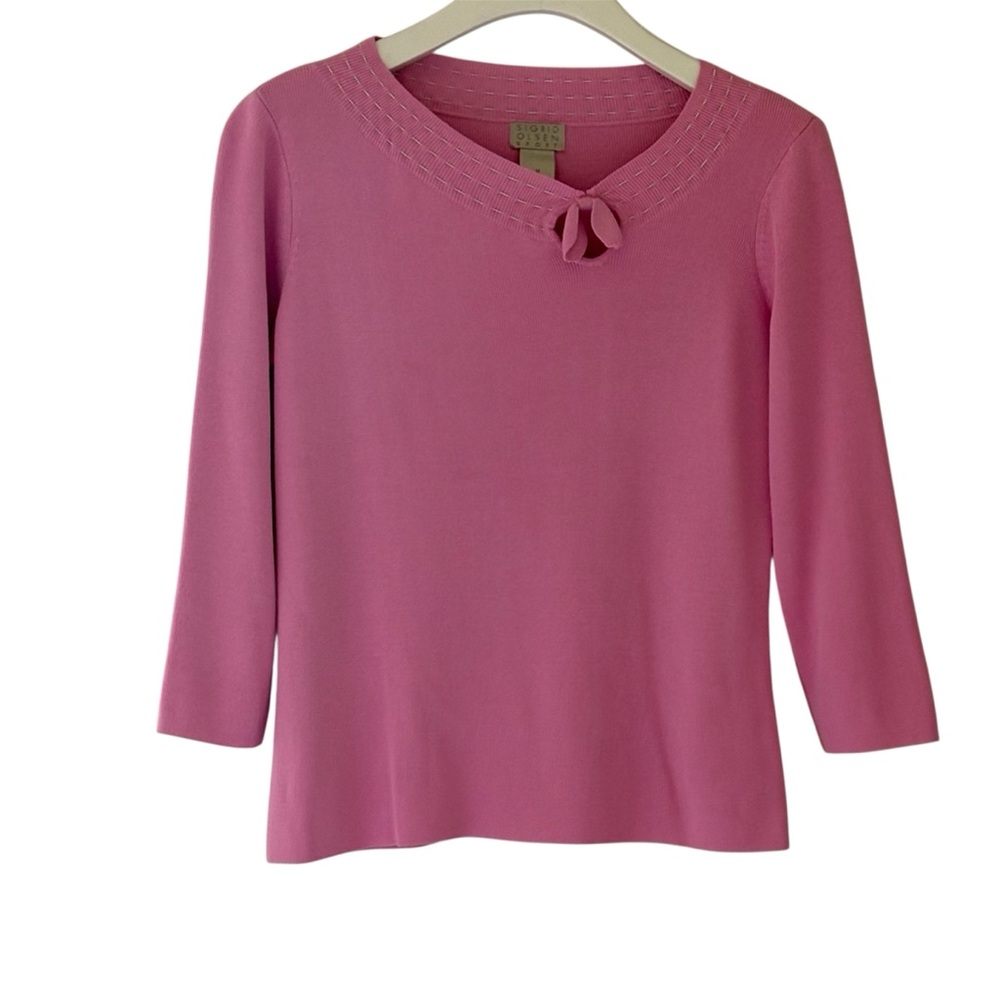 Vintage Sigrid Olsen Pink Bow Knit Top - Medium